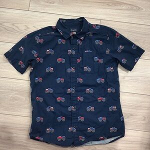 Children’s place monster truck button-down short sleeve shirt size XL (14)